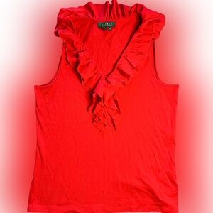 Ralph Lauren Red Ruffled Tank Top